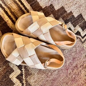 Women's Cream Woven design Sandals